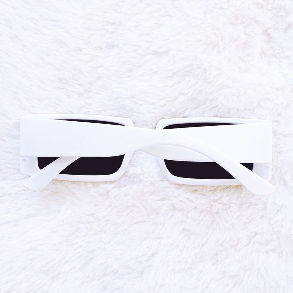 Aaron White Rectangular Sunglasses - Picture 11 of 11